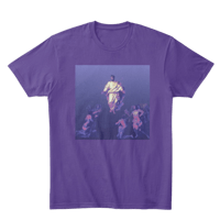 a purple t - shirt with an image of jesus on it